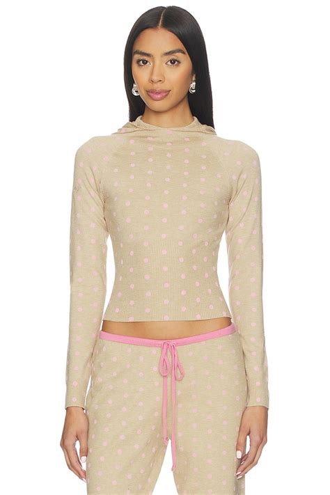 Frankies Bikinis Hazel Cloud Knit Hoodie in Pink Ornaments | REVOLVE