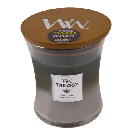 WoodWick Trilogy Cozy Cabin glass medium | Excaliburshop