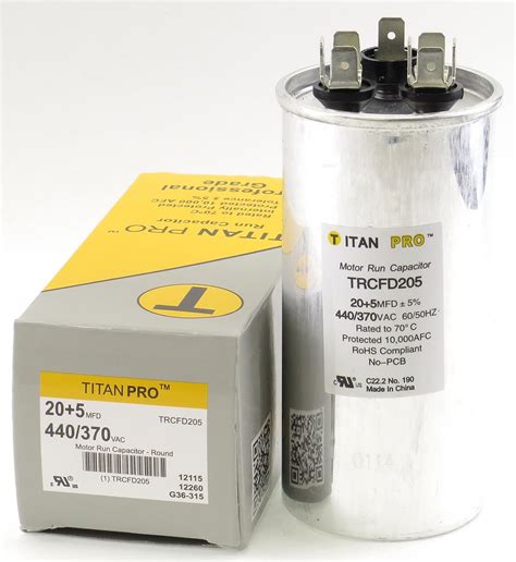 Titan Titan Pro Dual Rated Motor Run Capacitor Round Trcfd205 : Amazon ...