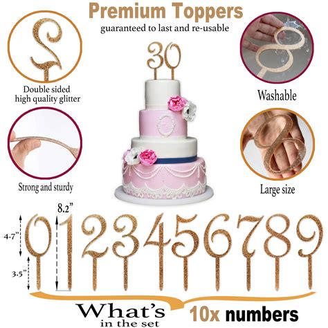 Buy Happy Birthday Cake Topper Numbers - Premium Gold Glitter 0-9 ...