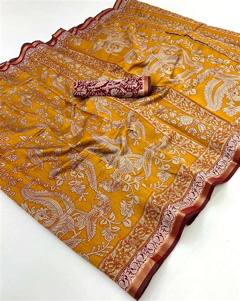 Demesne Yellow Mul Mul cotten Soft Silk saree With Evocative Blouse Pi ...