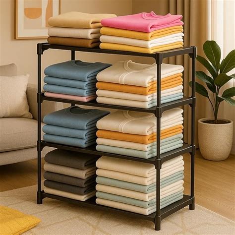 Gevoli Collapsible Wardrobe 4 Shelves Storage Clothes Storage Rack ...