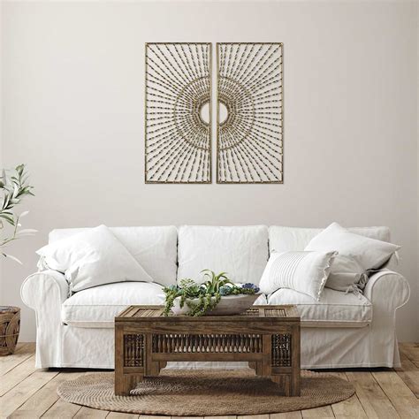 2-Piece Gold Burst Metal Wall Decor, 14x30