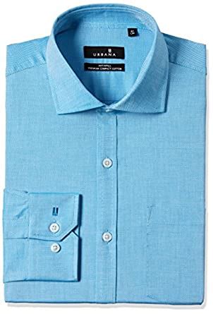 Urbana Men's Formal Shirt (8907646285384_US4152_44_Sky Blue) : Amazon ...