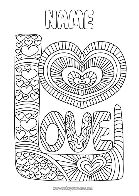 Coloring page No.3847 - I love you Valentine's Day "Love": message