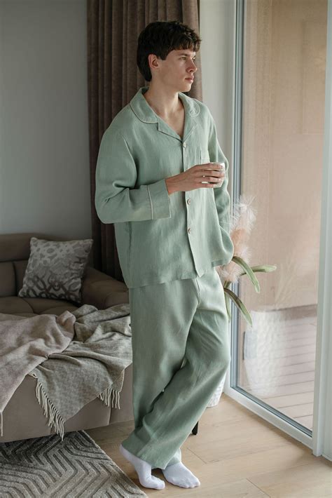 Men's linen pajama set Canada - perfect gift for him - Amber linen