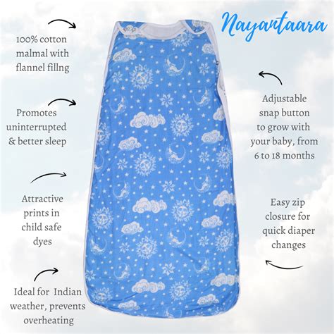 Baby Sleeping Bag | Cotton Malmal | Nayantaara Blue – Tura Turi