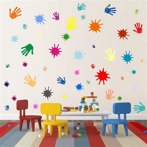 Buy Primary Colors Wall Decals for Kids Room Colorful Paint Splash ...
