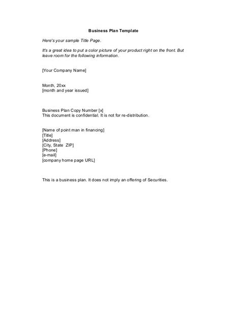 Business Plan Title Page Sample 的图像结果