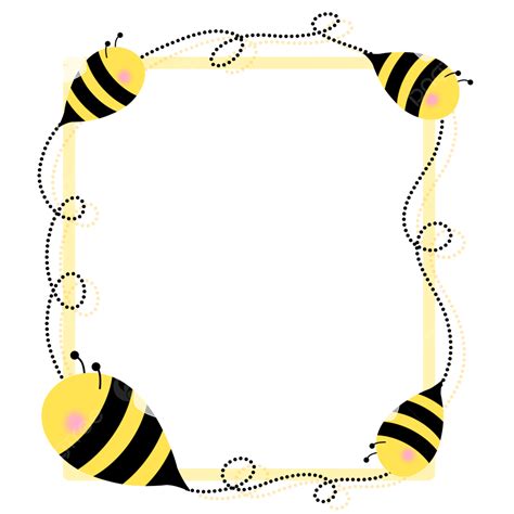 Bumble Bee White Transparent, Cute Bumble Bee Frame Border Yellow, Cute ...