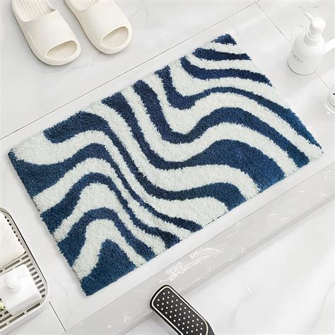 Amazon.com: Civkor Bath Mat for Bathroom Small, Blue and White Bathroom ...