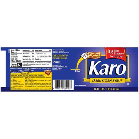 Karo Dark Corn Syrup 16oz Bottle | Gluten Free | Includes Measuring ...