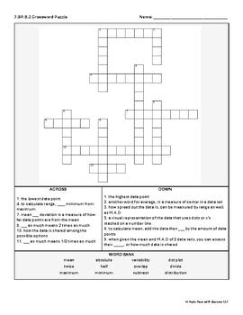 7.SP.B.3 (comparing aspects of data) Vocabulary Crossword Puzzle ...