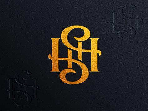 HH Logo Monogram Letter Initials Design Template with Gold 3d texture ...