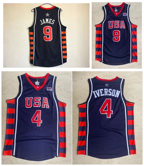 2004 Team USA custom basketball uniforms - LeBron James and Allen ...