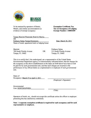 Marriott Tax Exempt - Fill and Sign Printable Template Online