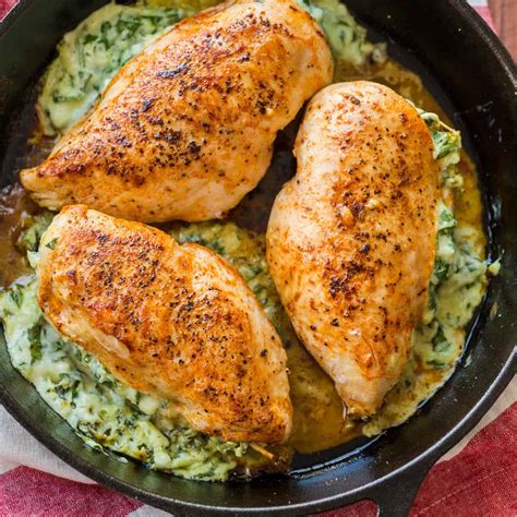 Cheesy Spinach Stuffed Chicken Breasts (VIDEO) - NatashasKitchen.com