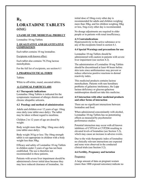 Loratadine 10 mg tablets smpc taj pharmaceuticals | PDF