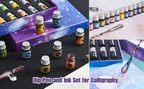 FunBlast Crystal Glass Dip Pen with 12 Colors - Crystal Glass Dip Pen ...