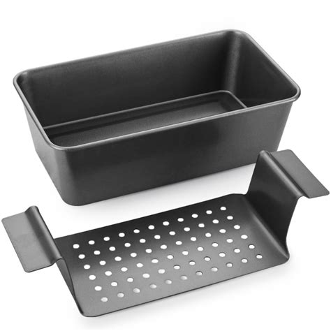 HONGBAKE Meatloaf Pan with Drain Tray, 9'' x 5''Loaf Pans with Insert ...