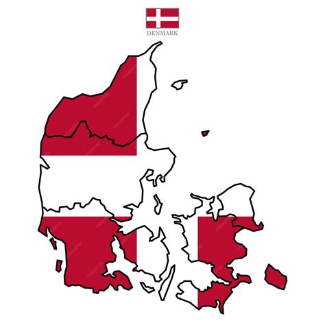 Premium Vector | Denmark contour vector map with flag and state in color background map eps 10