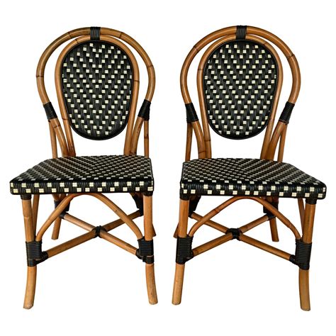 French Style Parisian Cafe Bistro Rattan Dining Chairs, Pair at 1stDibs ...