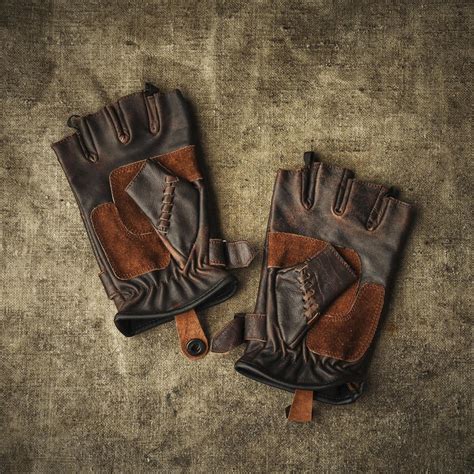 Fingerless Leather Gloves Brown