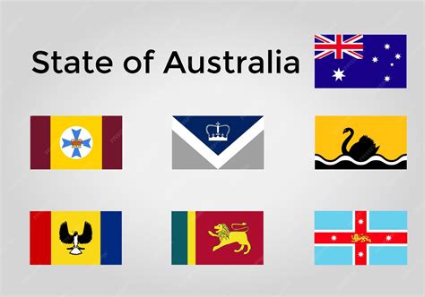 Premium Vector | All states of australia flags vector template