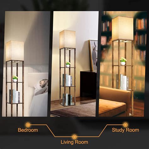 Modern Floor Corner Lamp with Shelves, for Living Room, Bedroom ...