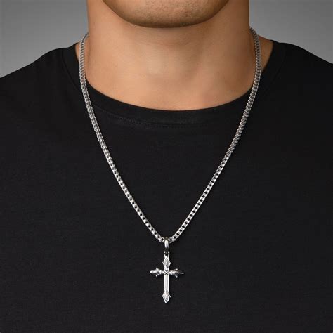 Mens Silver Cross Necklace, Mens Cross Pendant, Proclamation Jewelry