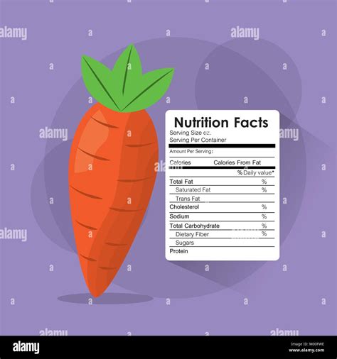 nutrition facts of carrot label content template Stock Vector Image ...