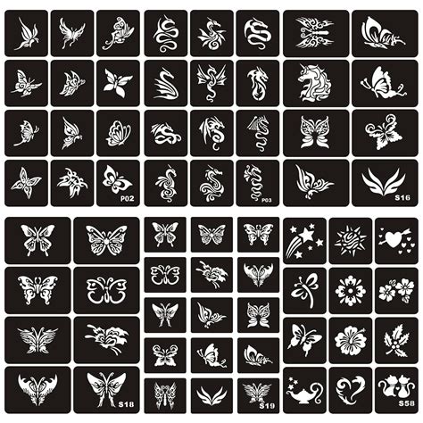 Kotbs 6 Sheets Temporary Tattoos Stencils for Kids Girls, 67pcs ...