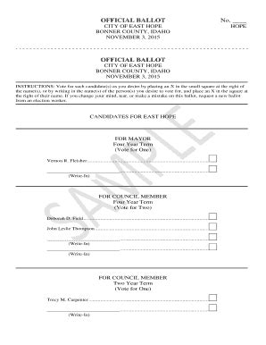 Fillable Online Sample Ballot East Hopedocx Fax Email Print - pdfFiller