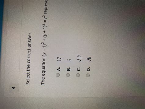 The equation x12 y12 r2 represents circle J The point D 03 lies on the circle What is r the ...