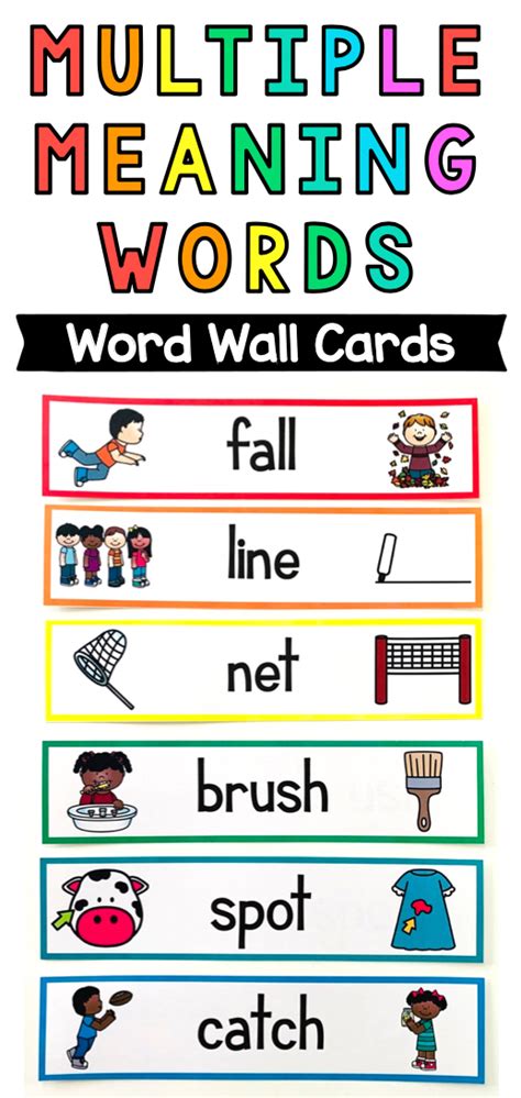 Multiple Meaning Words {Word Wall Cards} | Multiple meaning words, Word ...
