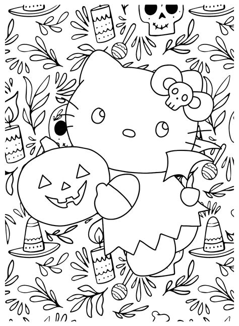 Halloween Hello Kitty Coloring Pages