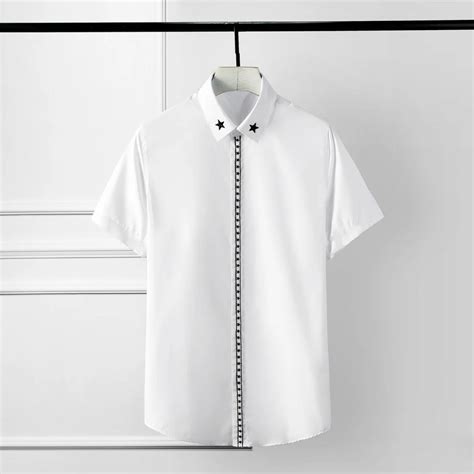 Summer Solid Color Mens Shirts Plus Size 4xl Five Star Embroidery Short ...