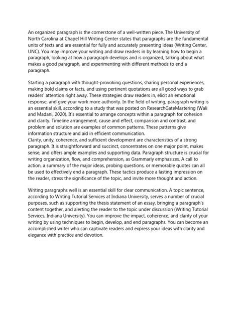 Image result for Paragraph Organization Example