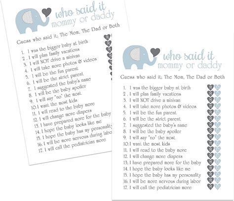 Blue Elephant Mommy or Daddy Baby Shower Game 25 India | Ubuy