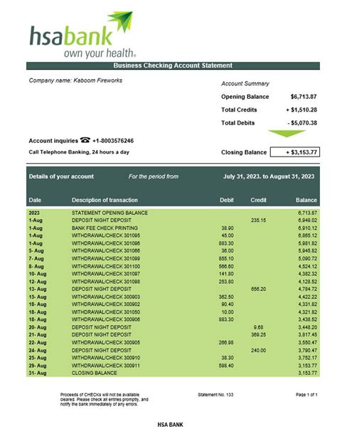 United States Business Bank Statement - bstatement.net