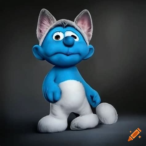 Realistic artwork of a cat resembling a smurf on Craiyon