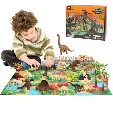 Buy ZIBUYU® Realistic Vinyl Dinosaur Toy Set with Activity Play Mat ...