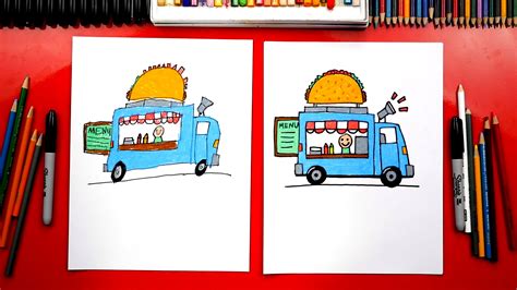 How To Draw A Food Truck + New Challenge Time - Art For Kids Hub