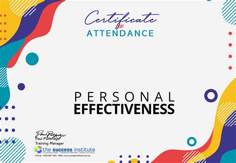 Certificate - Personal Effectiveness - The Success Institute