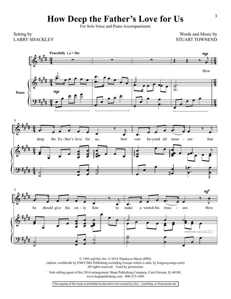 How Deep the Father's Love for Us by Stuart Townend Sheet Music for Piano, Vocal & Guitar Chords ...