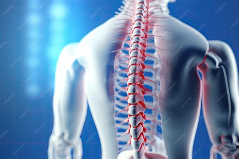 Premium AI Image | Human spine model depicts hnp and medical syringe on ...