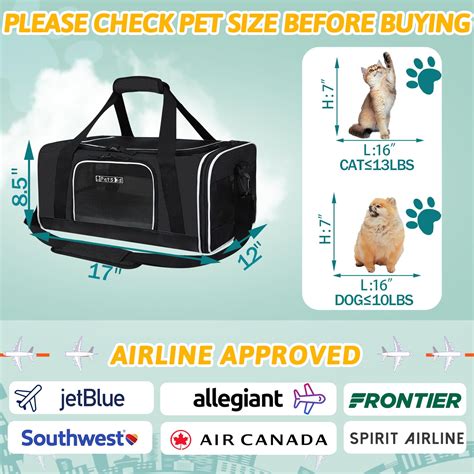 Petskd Pet Carrier 17x12x8.5 JetBlue Allegiant Airline Approved,Pet ...