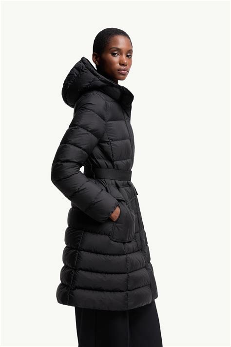 Black & Beige Khloesse Hooded Shearling-Trimmed Long Down Jacket - Long ...