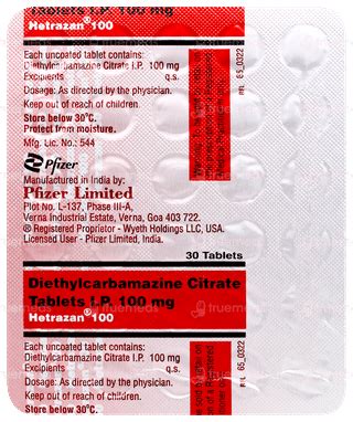 Hetrazan 100 Tablet: Uses, Side Effects, Price & Substitutes