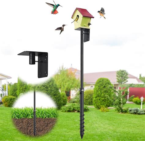 OLIYNEDY Bird Feeder Pole, Heavy Duty Bird House Pole for Wild Birds ...